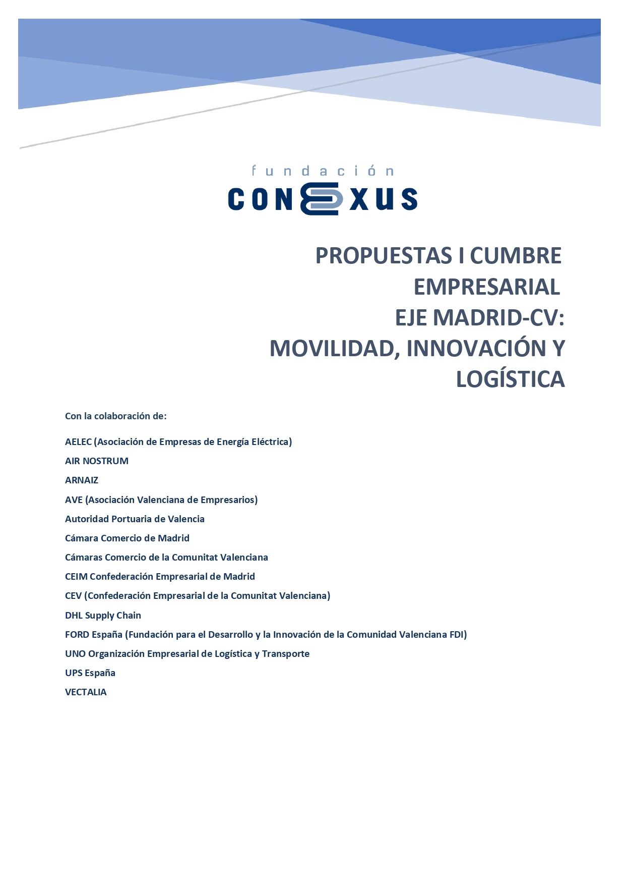 Conclusiones I Cumbre Empresarial Comunidad Madrid-Comunidad Valenciana